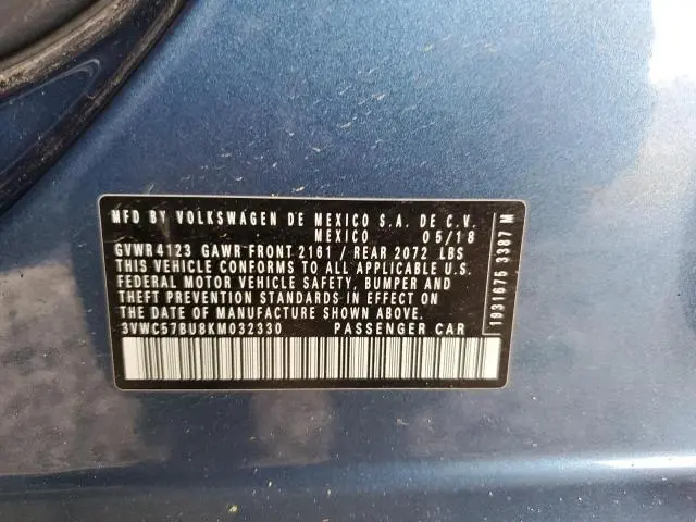 2019 VOLKSWAGEN JETTA S  