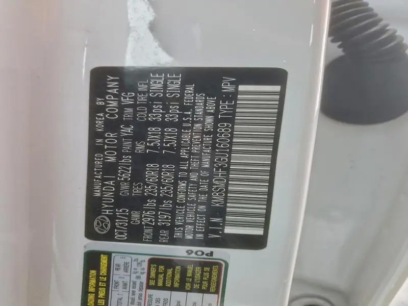 2016 HYUNDAI SANTA FE SE  