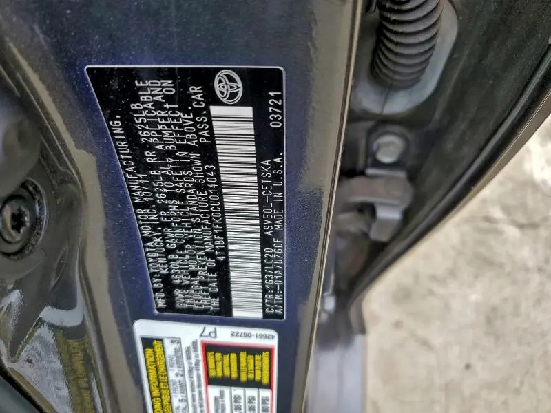 2012 TOYOTA CAMRY BASE  