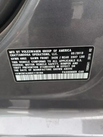 2013 VOLKSWAGEN PASSAT SEL