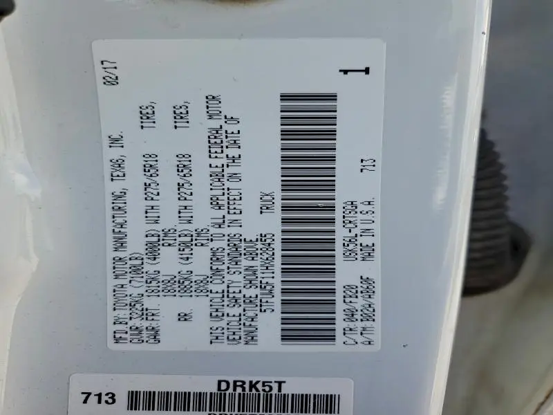 2017 TOYOTA TUNDRA DOUBLE CAB SR  