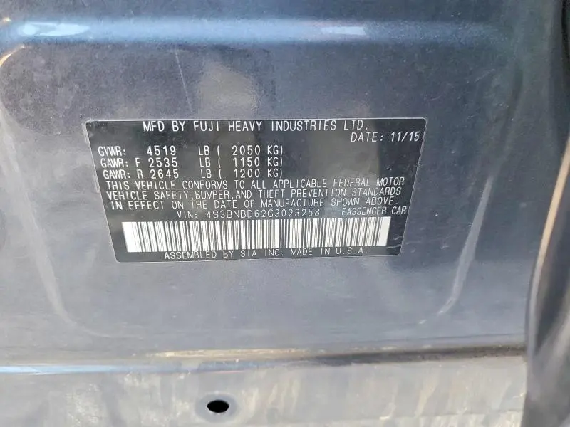 2016 SUBARU LEGACY 2.5I PREMIUM  