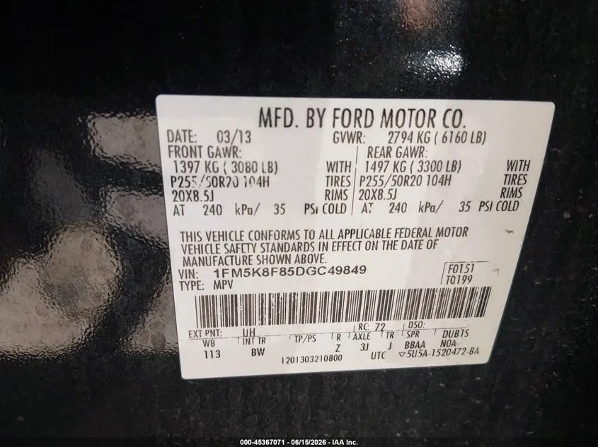 2013 FORD EXPLORER LIMITED