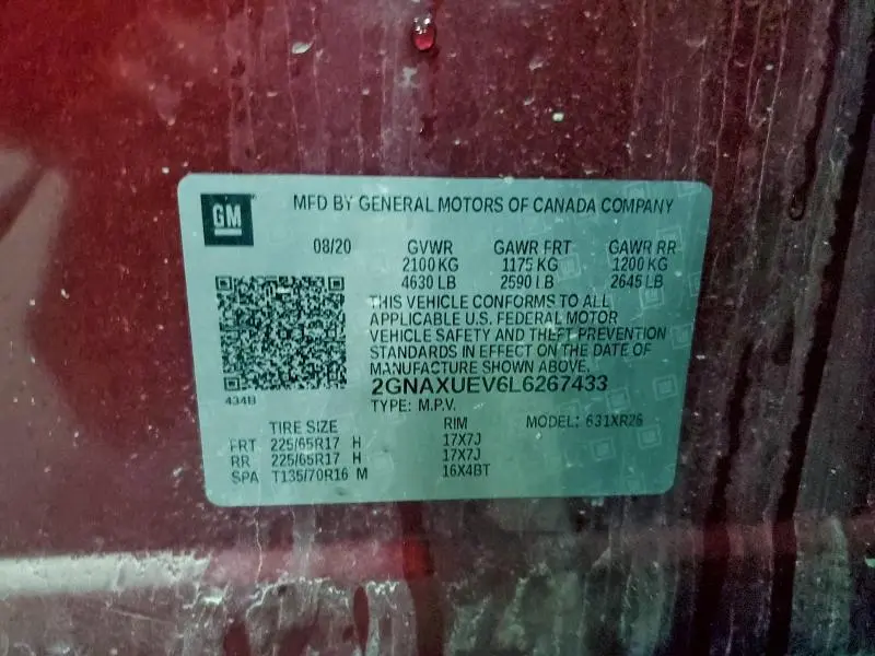 2020 CHEVROLET EQUINOX LT  