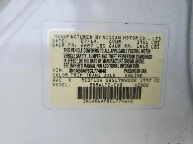 2012 NISSAN SENTRA 2.0  