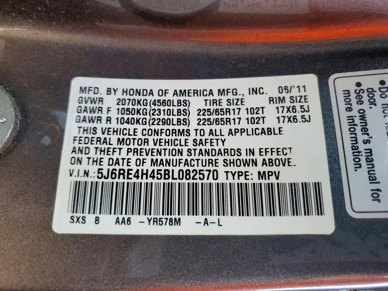 2011 HONDA CR-V SE  
