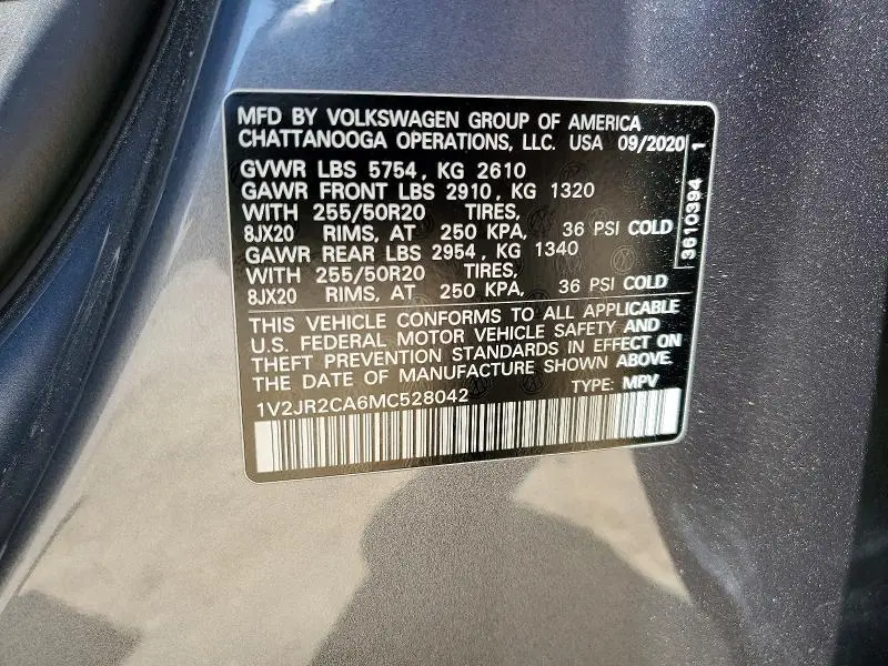 2021 VOLKSWAGEN ATLAS SE  
