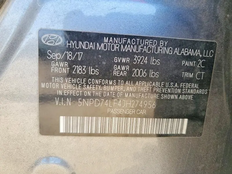 2018 HYUNDAI ELANTRA SE  