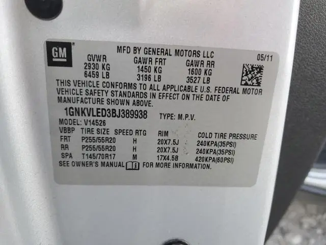 2011 CHEVROLET TRAVERSE LTZ  