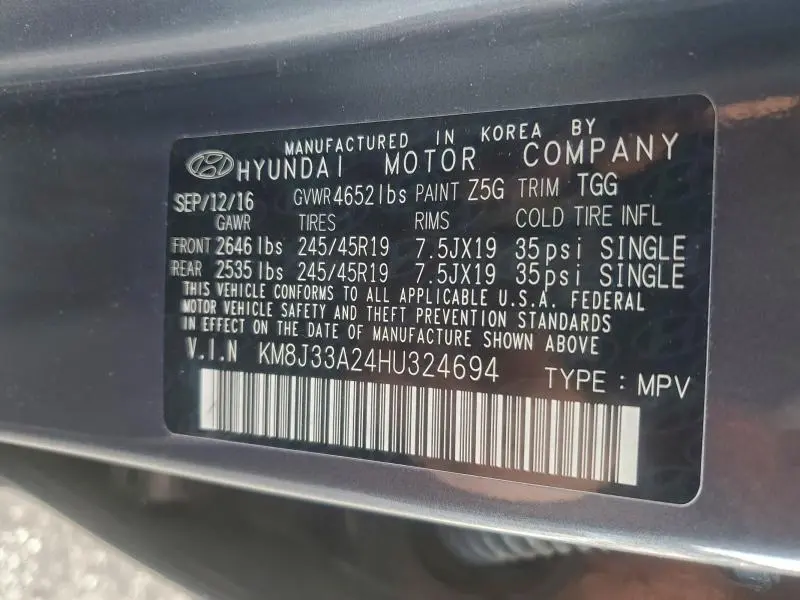 2017 HYUNDAI TUCSON LIMITED  