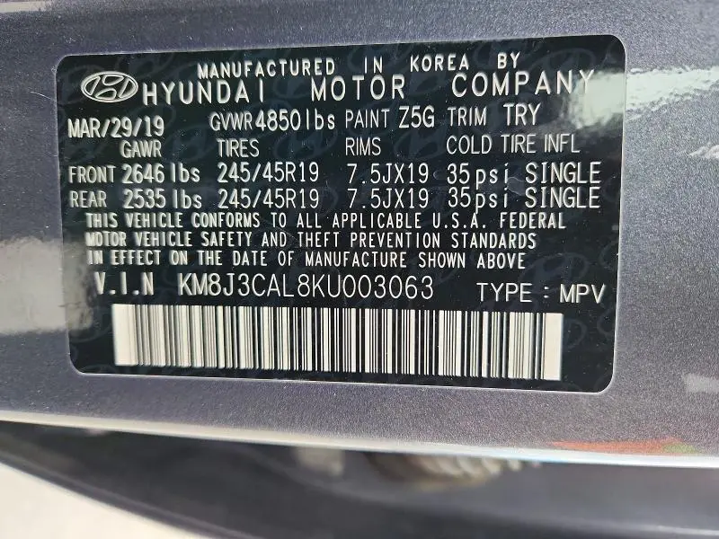 2019 HYUNDAI TUCSON LIMITED  