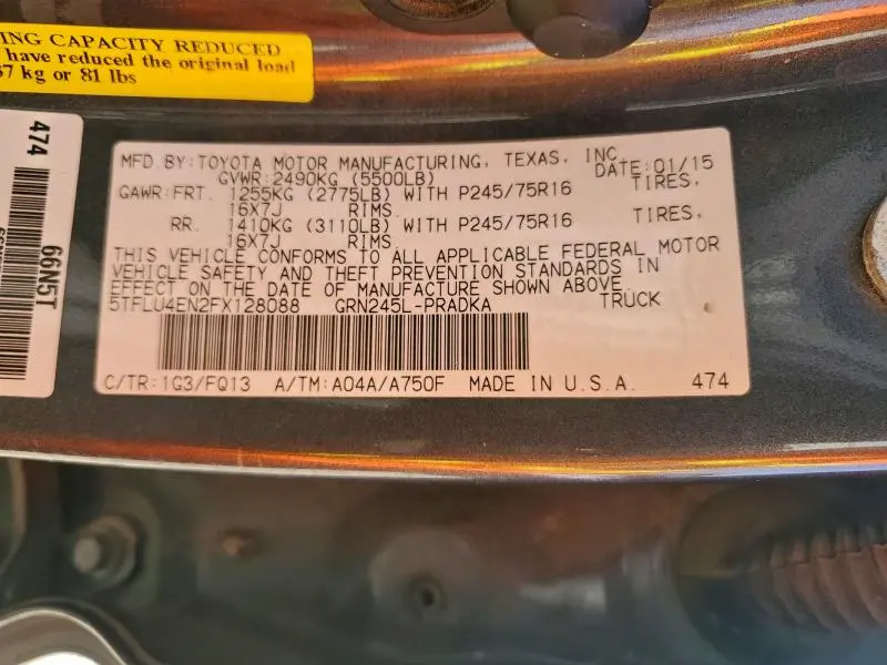2015 TOYOTA TACOMA DOUBLE CAB  