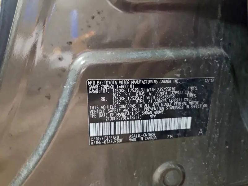 2014 TOYOTA RAV4 LIMITED  