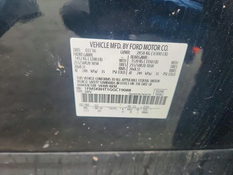 2016 FORD EXPLORER PLATINUM  