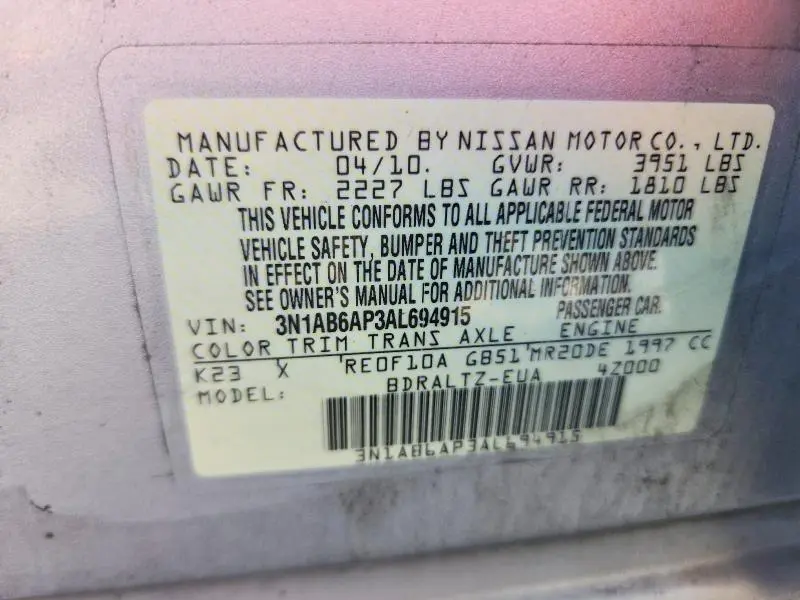 2010 NISSAN SENTRA 2.0  