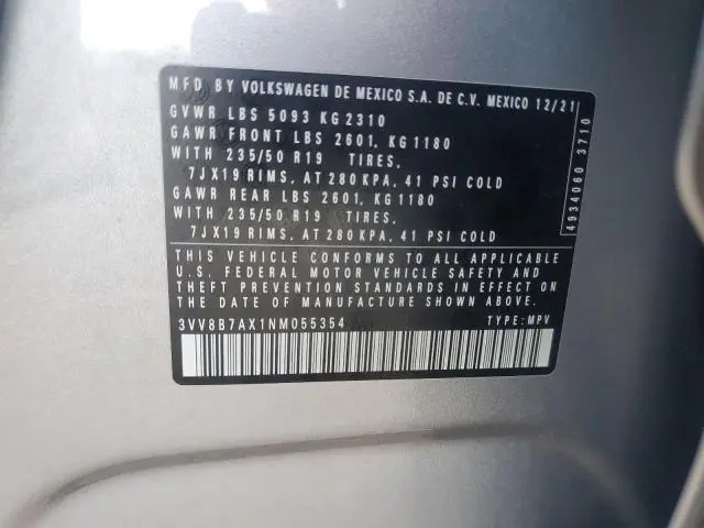 2022 VOLKSWAGEN TIGUAN SE R-LINE BLACK  