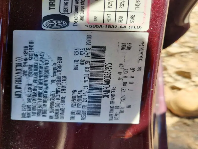 2012 FORD FUSION SEL  