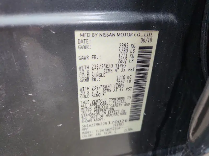 2018 NISSAN MURANO PLATINUM  