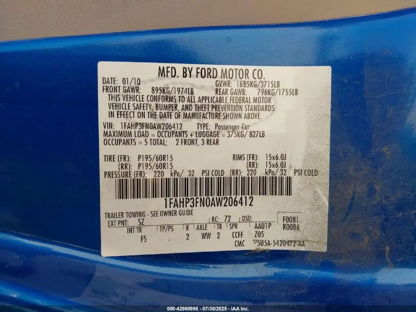 2010 FORD FOCUS SE