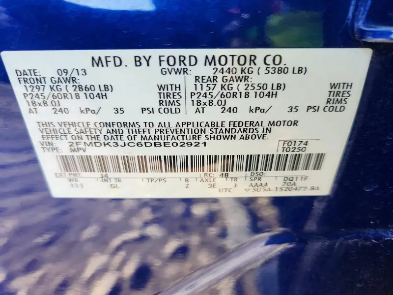 2013 FORD EDGE SEL  