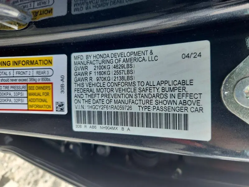 2024 HONDA ACCORD HYBRID EXL  