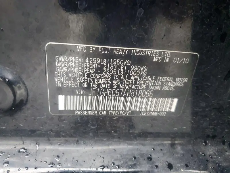 2010 SUBARU IMPREZA OUTBACK SPORT  