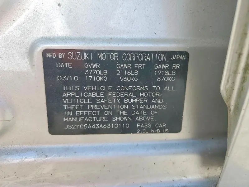 2010 SUZUKI SX4 SPORT  