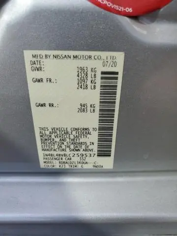 2020 NISSAN ALTIMA S