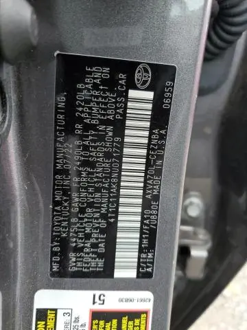 2022 TOYOTA CAMRY LE  
