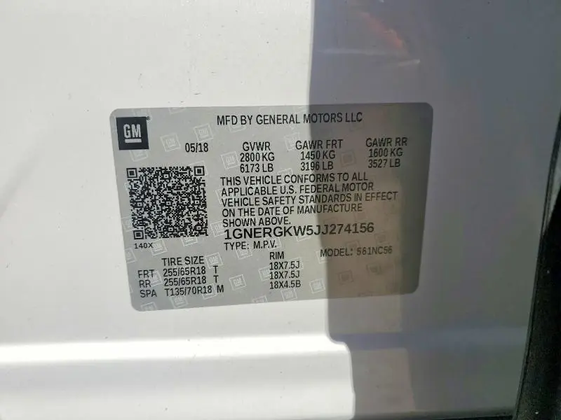 2018 CHEVROLET TRAVERSE LT  