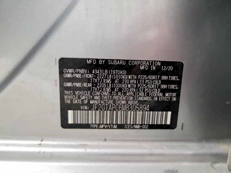 2021 SUBARU CROSSTREK PREMIUM  