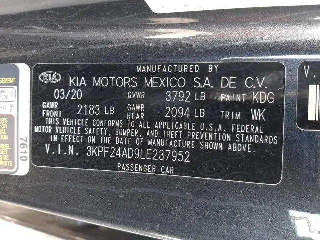 2020 KIA FORTE FE  