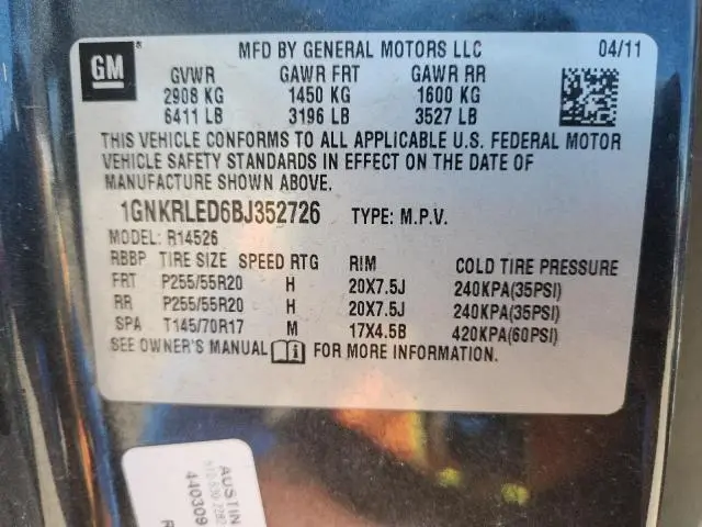 2011 CHEVROLET TRAVERSE LTZ  