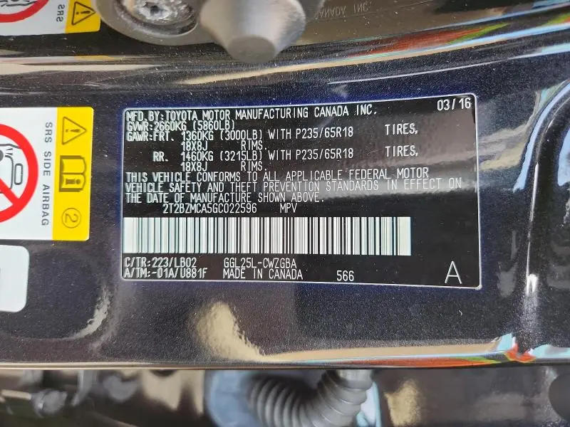 2016 LEXUS RX 350 BASE  