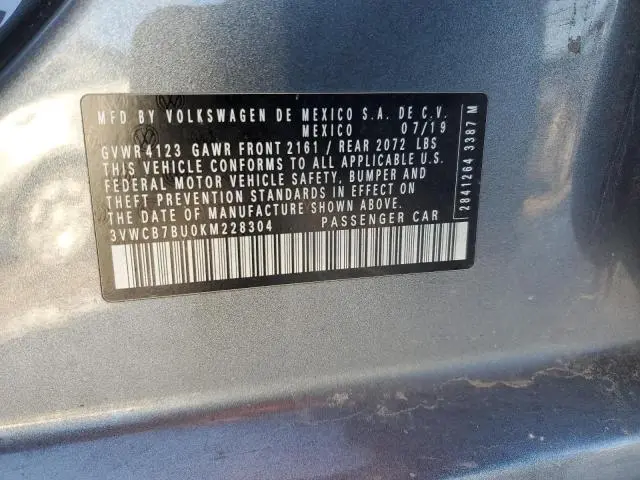 2019 VOLKSWAGEN JETTA S  