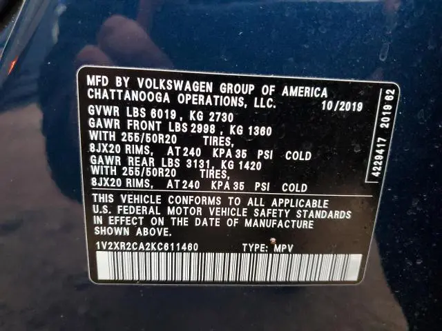 2019 VOLKSWAGEN ATLAS SE  