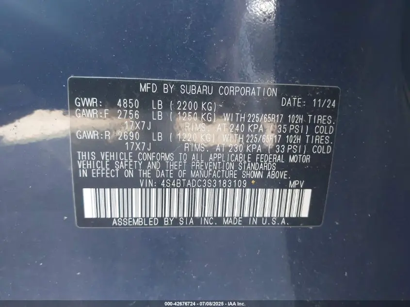 2025 SUBARU OUTBACK PREMIUM