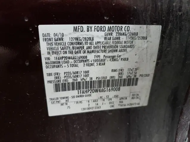 2010 FORD TAURUS SE  