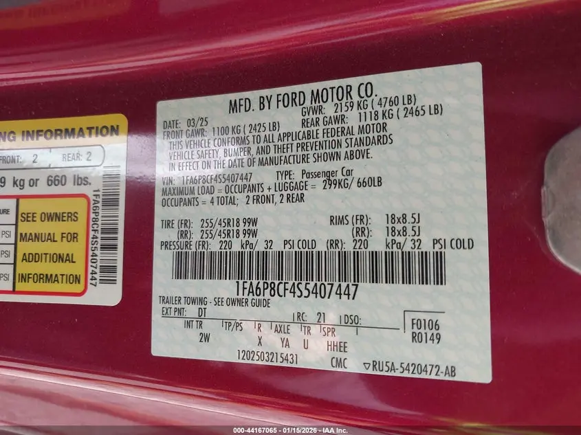 2025 FORD MUSTANG GT FASTBACK