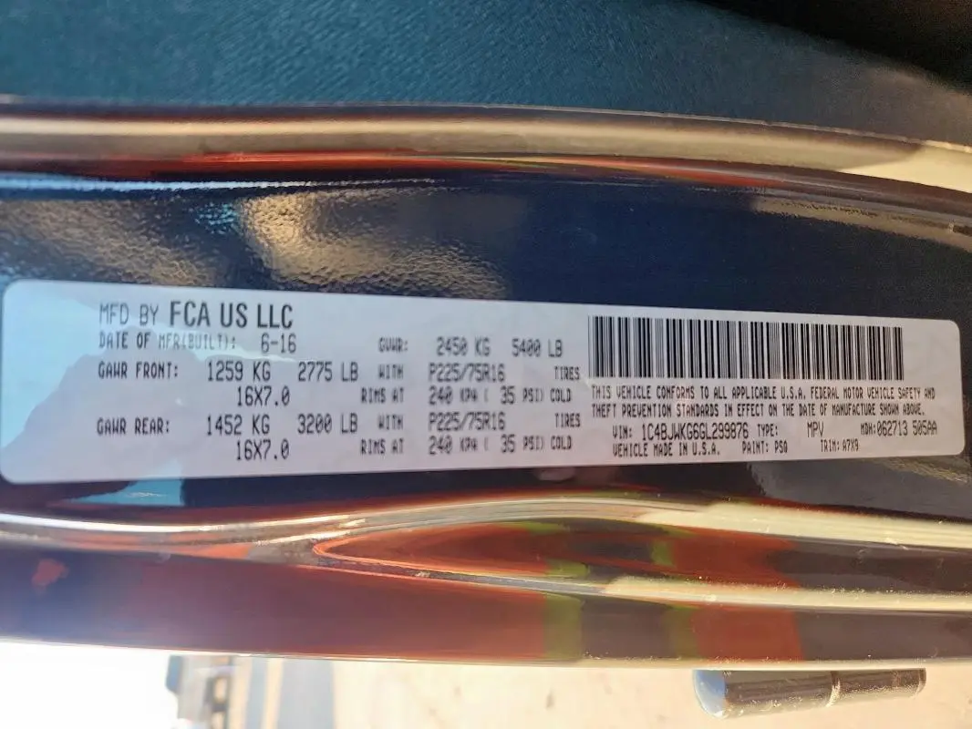 2016 JEEP WRANGLER UNLIMITED SPORT  