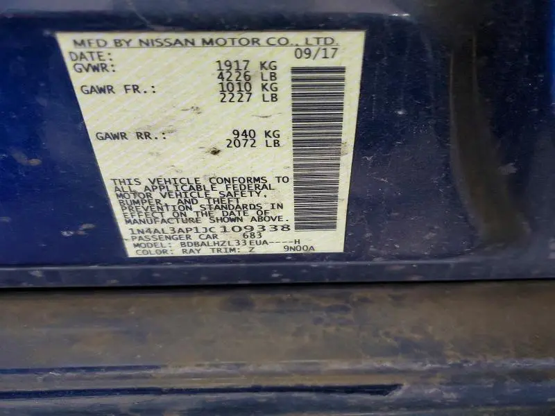 2018 NISSAN ALTIMA 2.5 SR  