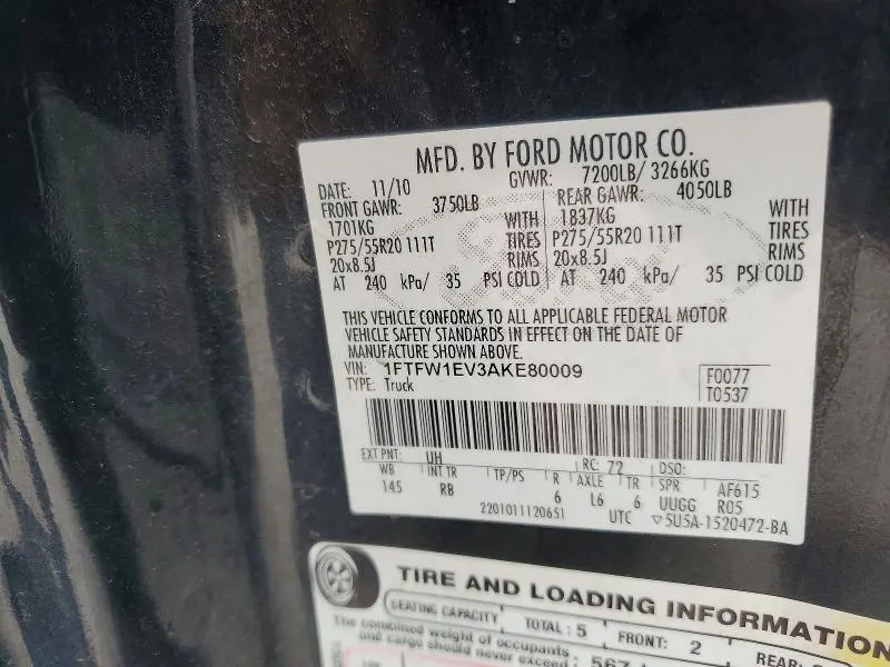 2010 FORD F150 SUPERCREW  