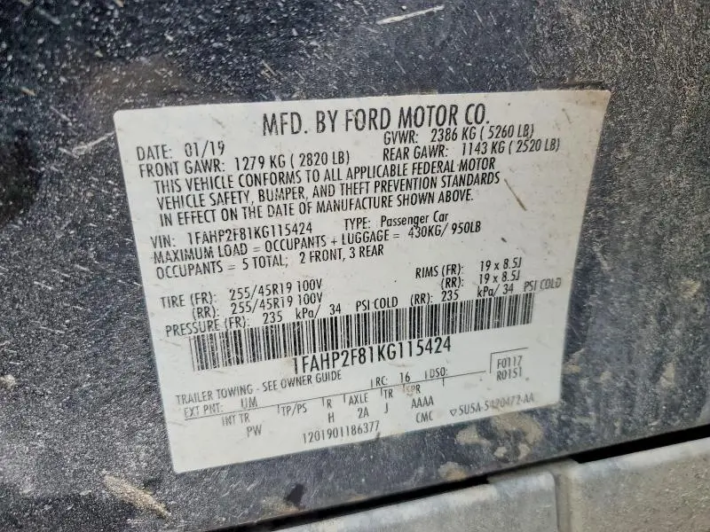 2019 FORD TAURUS LIMITED  
