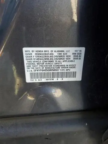 2016 HONDA PILOT ELITE  