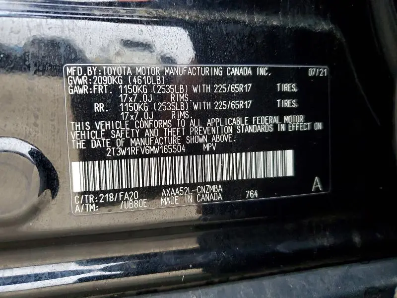 2021 TOYOTA RAV4 XLE  