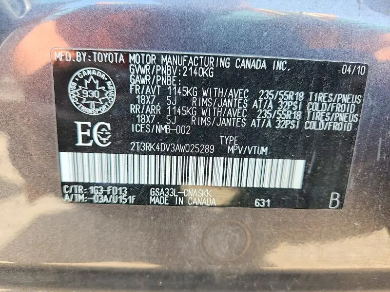 2010 TOYOTA RAV4 SPORT  