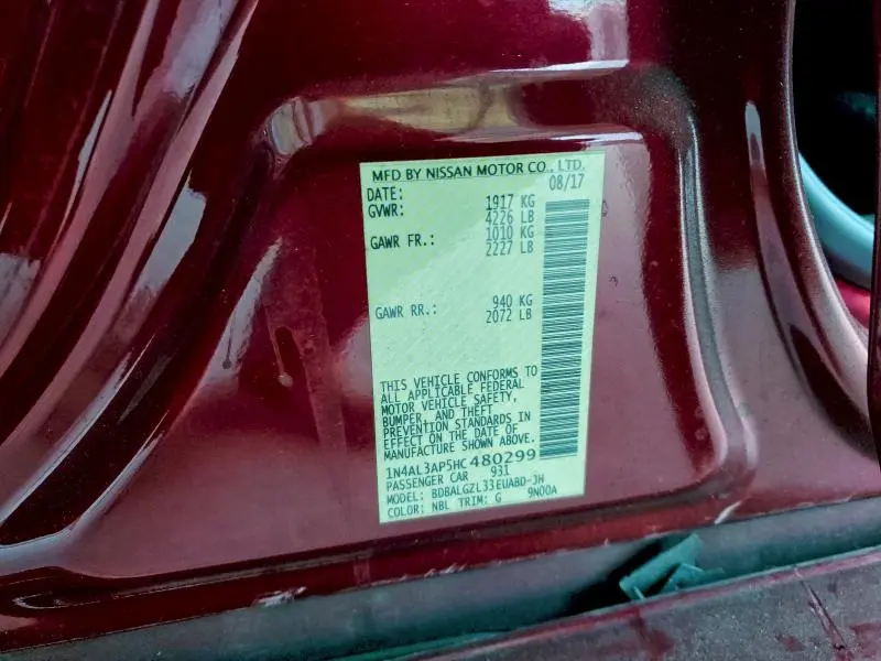 2017 NISSAN ALTIMA 2.5  