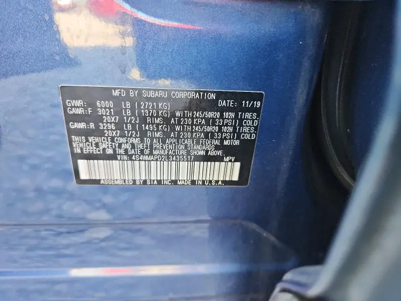 2020 SUBARU ASCENT LIMITED  