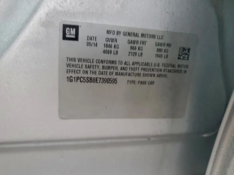 2014 CHEVROLET CRUZE LT  