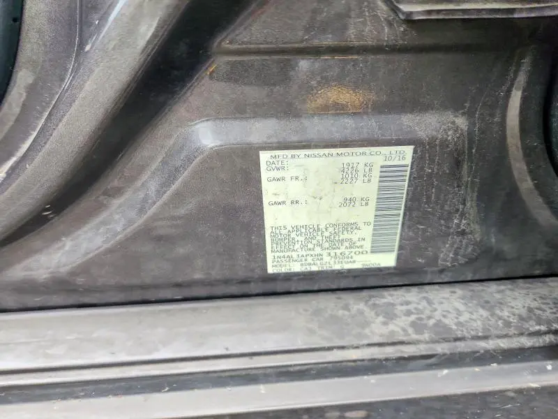 2017 NISSAN ALTIMA 2.5 S  